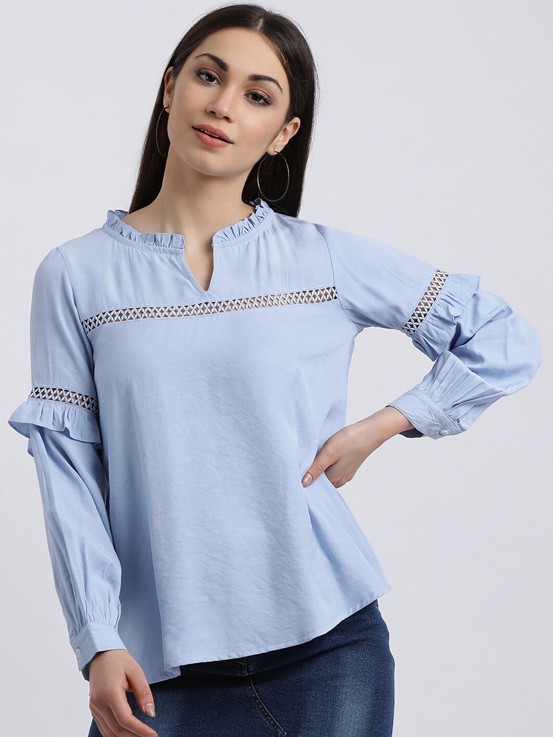 

Zink London Women Blue Solid Top