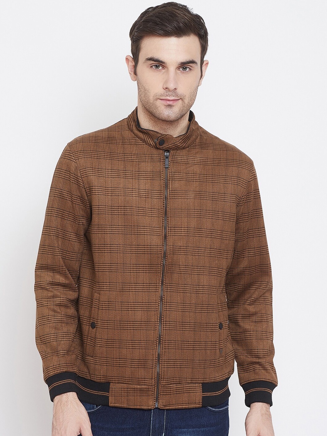 

Crimsoune Club Men Brown Checked Bomber