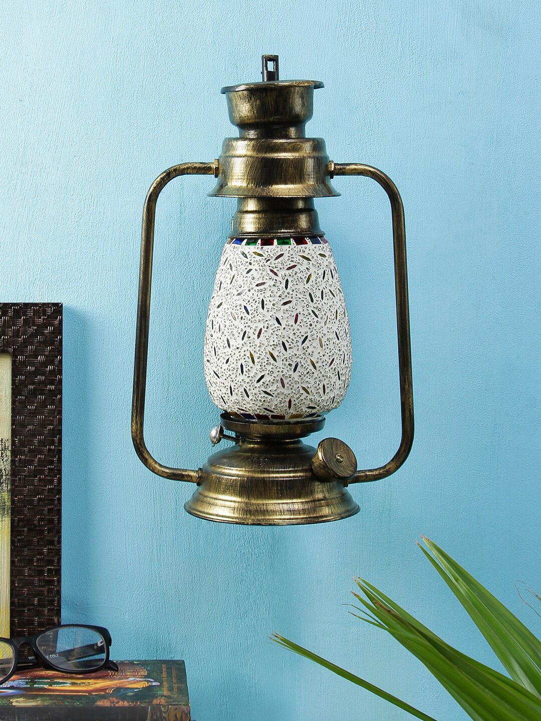 

Devansh Cream-Coloured Mosaic Glass Wall Mounted Lantern