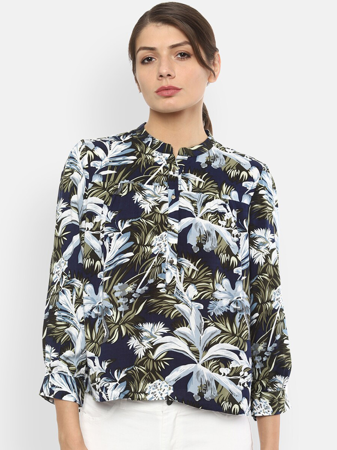 

Van Heusen Woman Navy Blue Printed Top