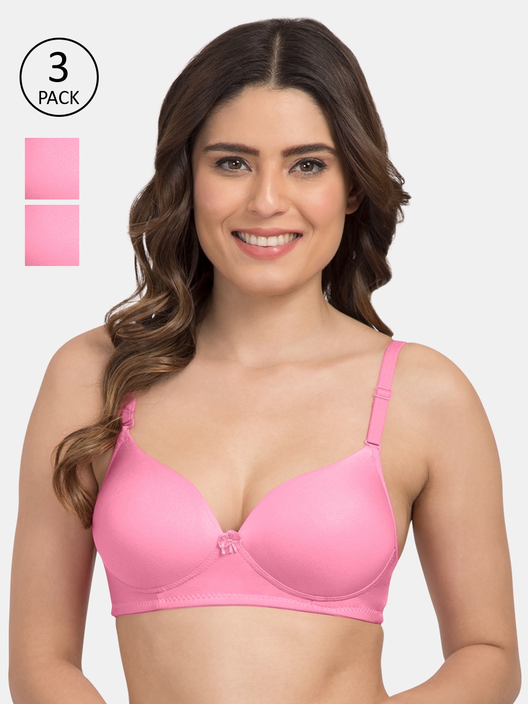 

Tweens Pack Of 3 Pink Solid Non-Wired Lightly Padded Everyday Bra TW-3PC-199-PK