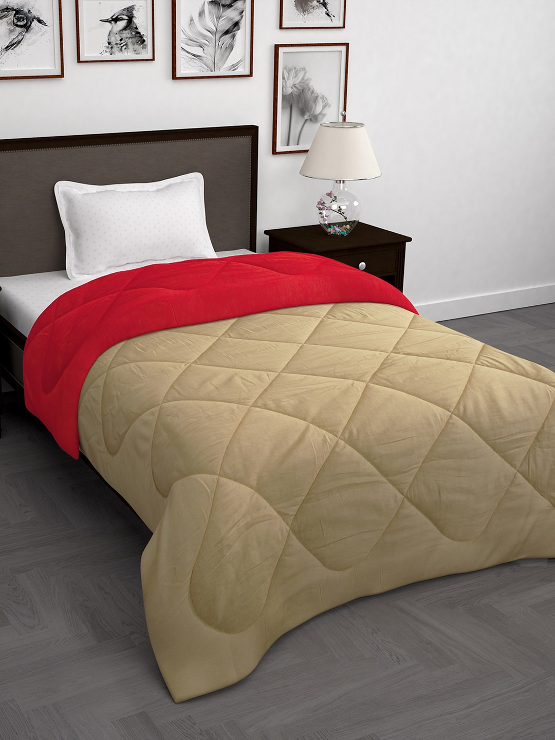 

Story@home Red & Beige Solid Mild Winter 200 GSM Reversible Single Bed Comforter