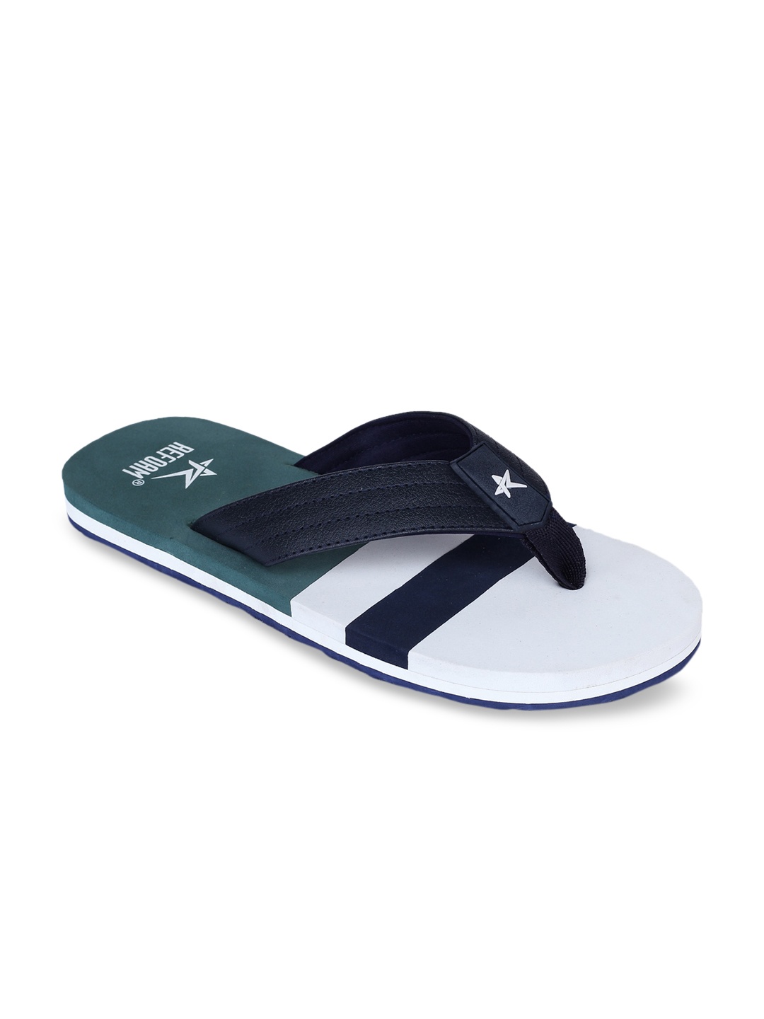 

REFOAM Men Green & Blue Colourblocked Thong Flip-Flops