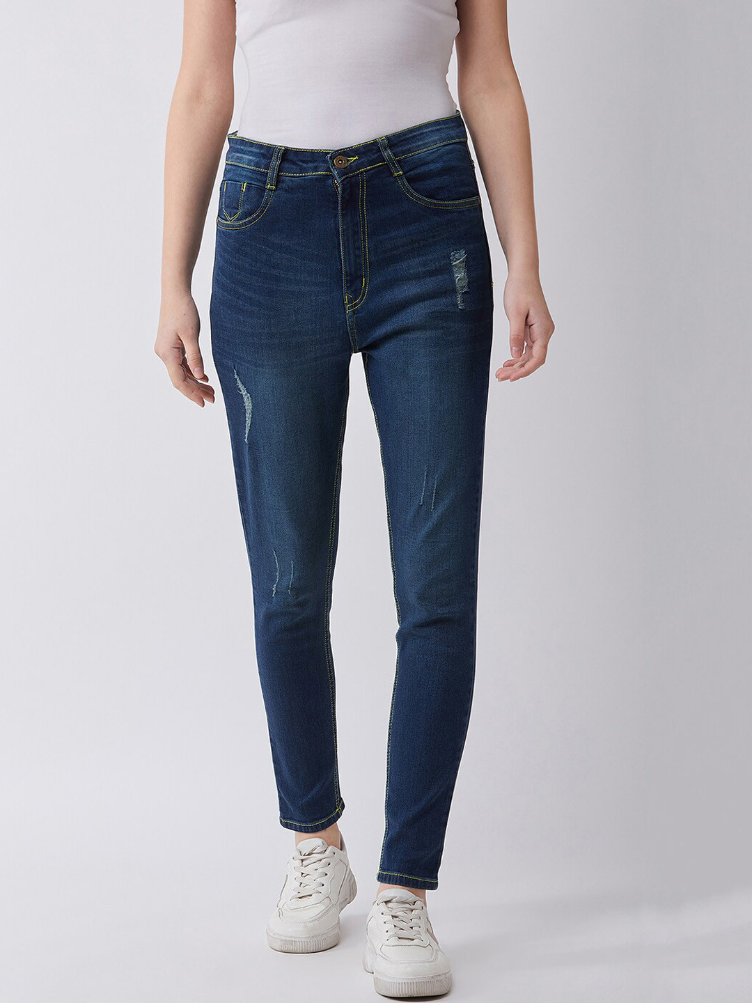 

C9 AIRWEAR Women Blue Regular Fit Mid-Rise Low Distress Stretchable Jeans