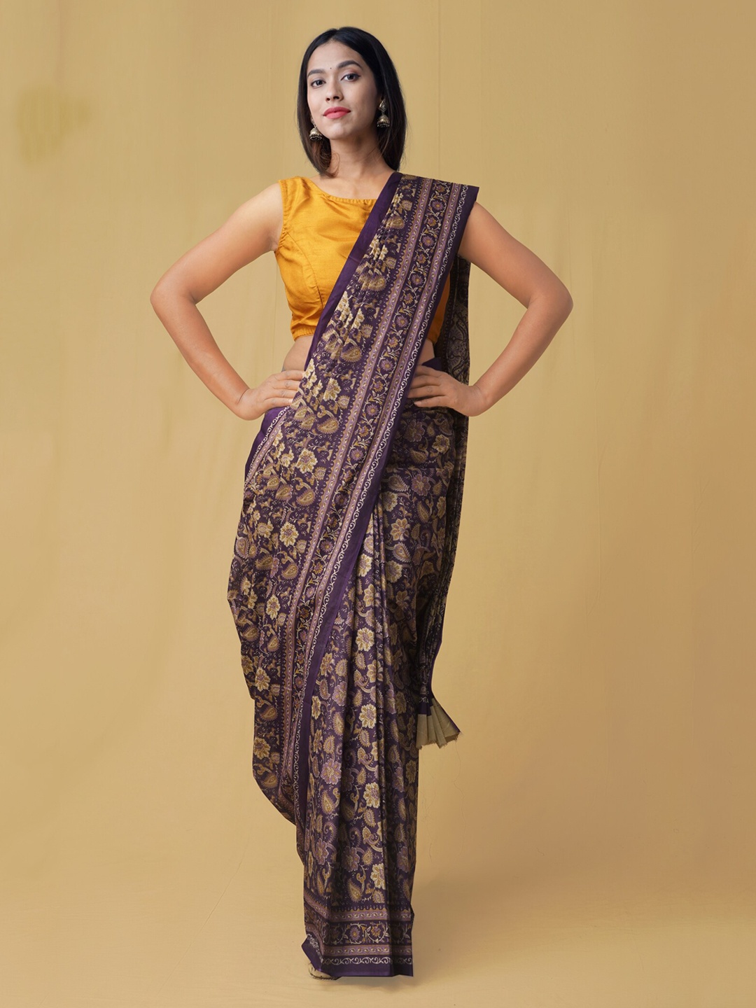 

Unnati Silks Purple Printed Pure Cotton Saree