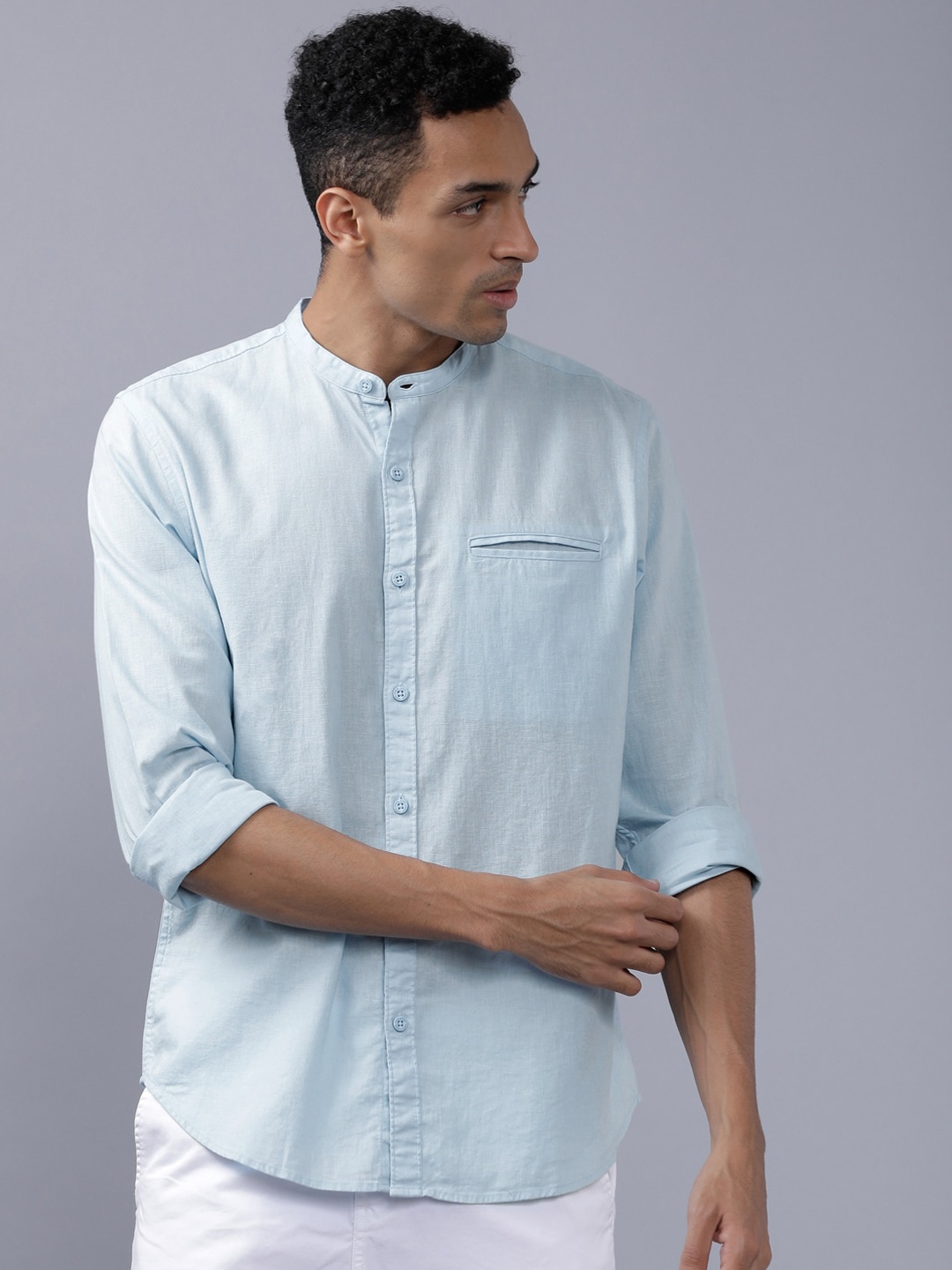 

HIGHLANDER Men Blue Slim Fit Solid Casual Shirt