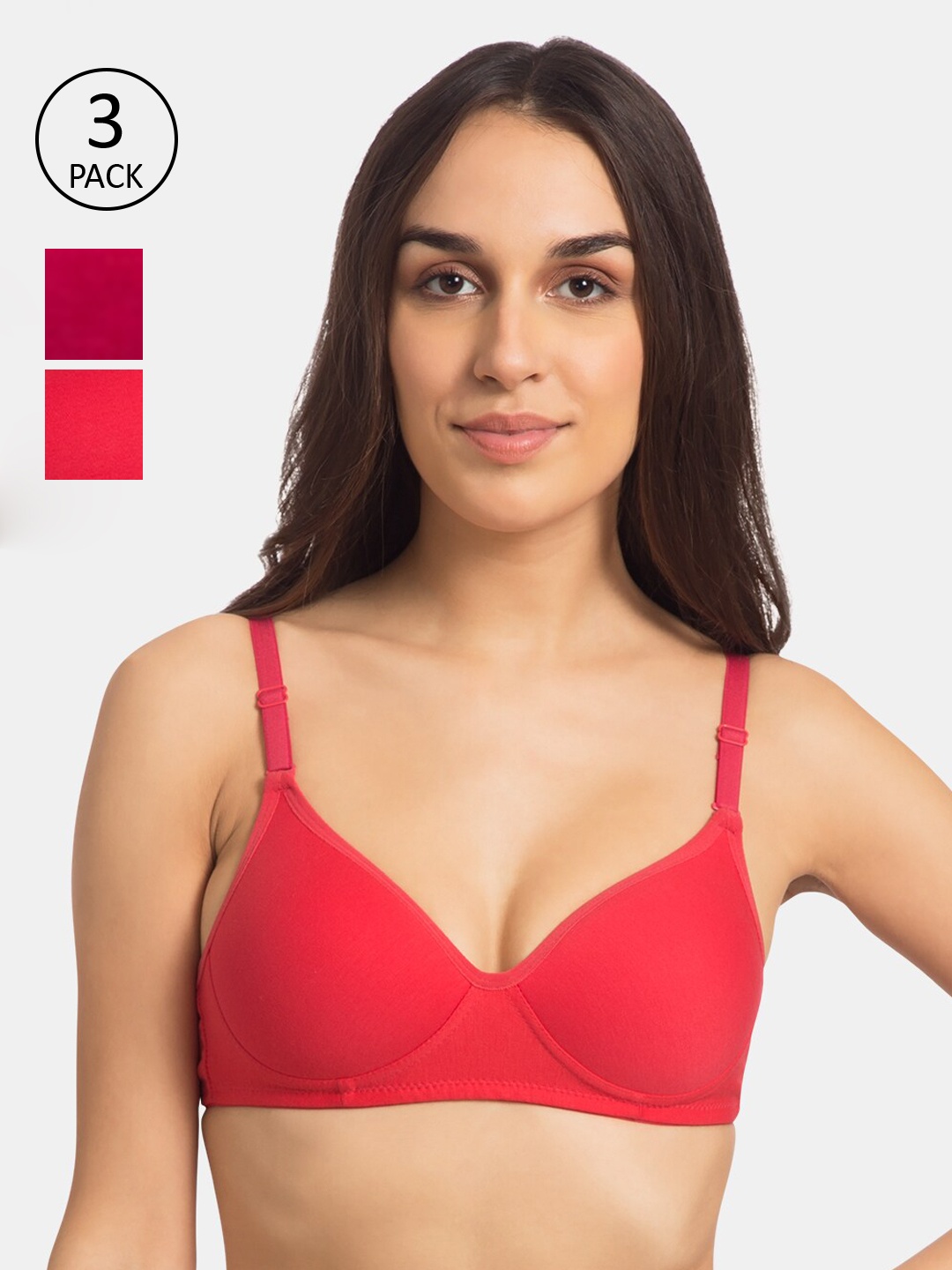 

Tweens Pack of 2 Solid Non-Wired Lightly Padded Everyday Bra TW-1101-CRL-DPK-RD-32D, Coral