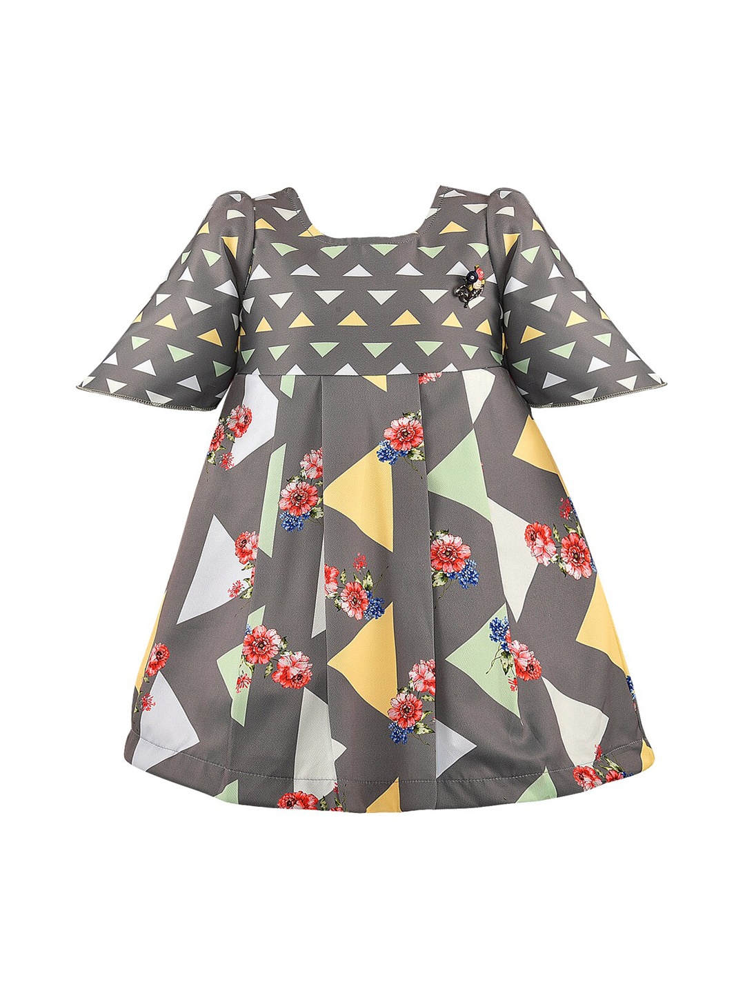 

Wish Karo Girls Grey Printed Fit and Flare Dress
