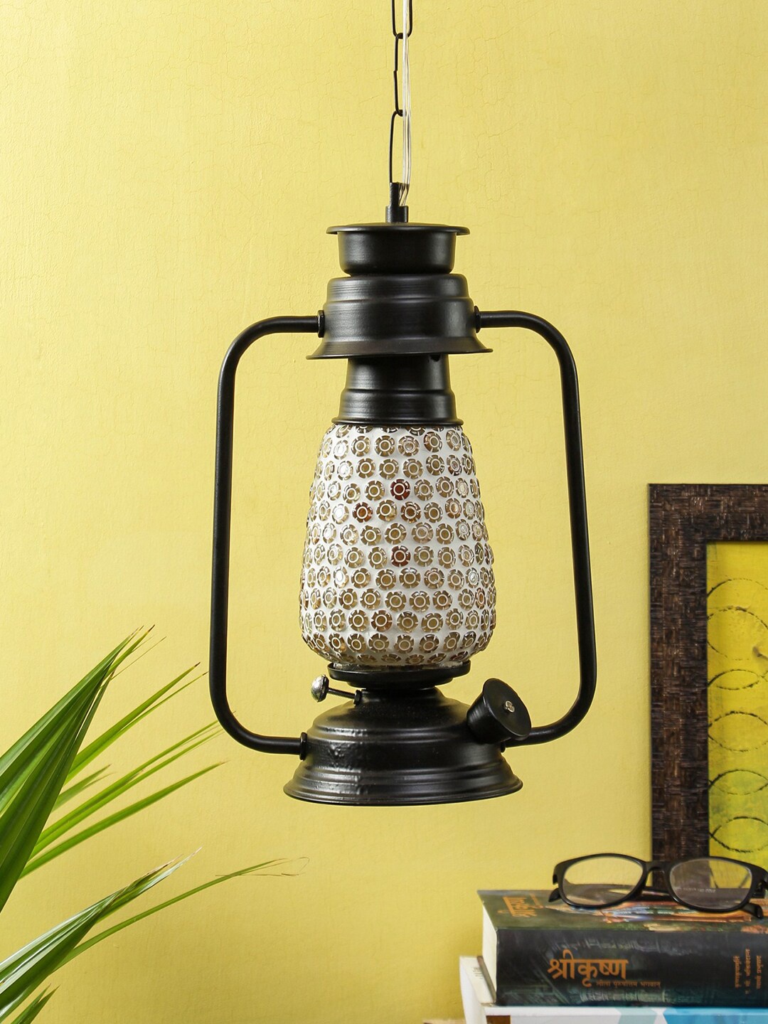 

Devansh White Solid Mosaic Glass Hanging Lantern