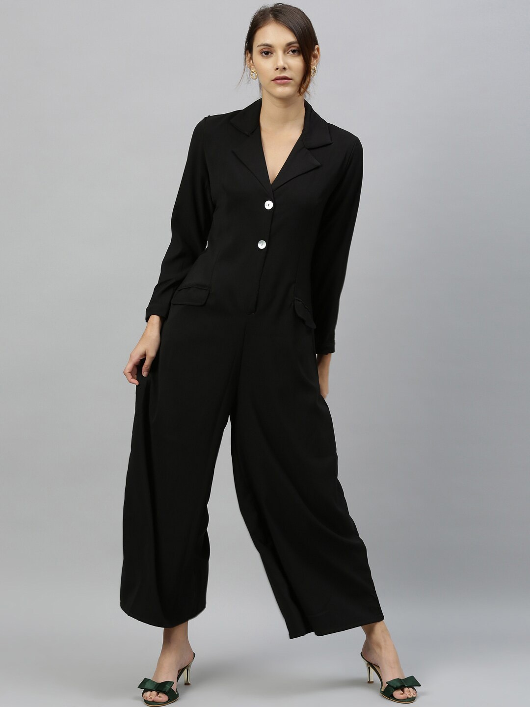 

RAREISM Women Black Solid Basic Jumpsuit