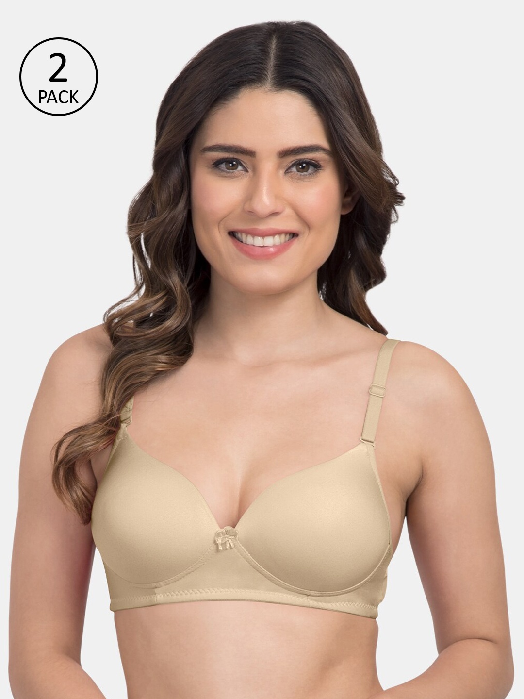 

Tweens Pack of 2 Beige Solid Non-Wired Lightly Padded Everyday Bras TW-9199