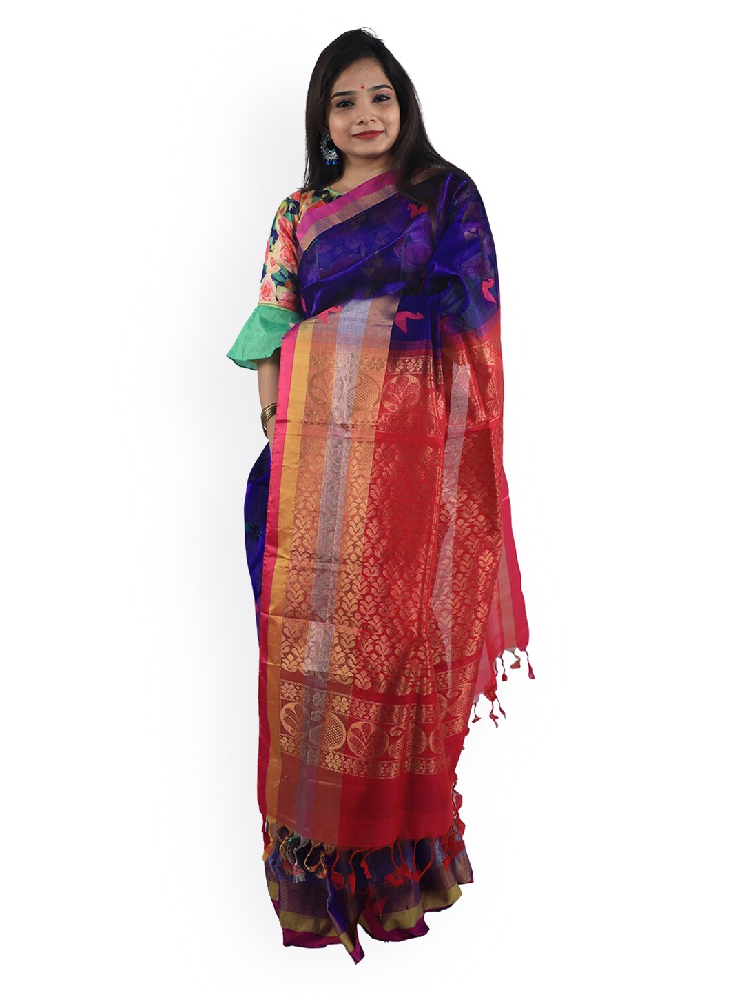 

APCO Blue Printed Silk Cotton Saree