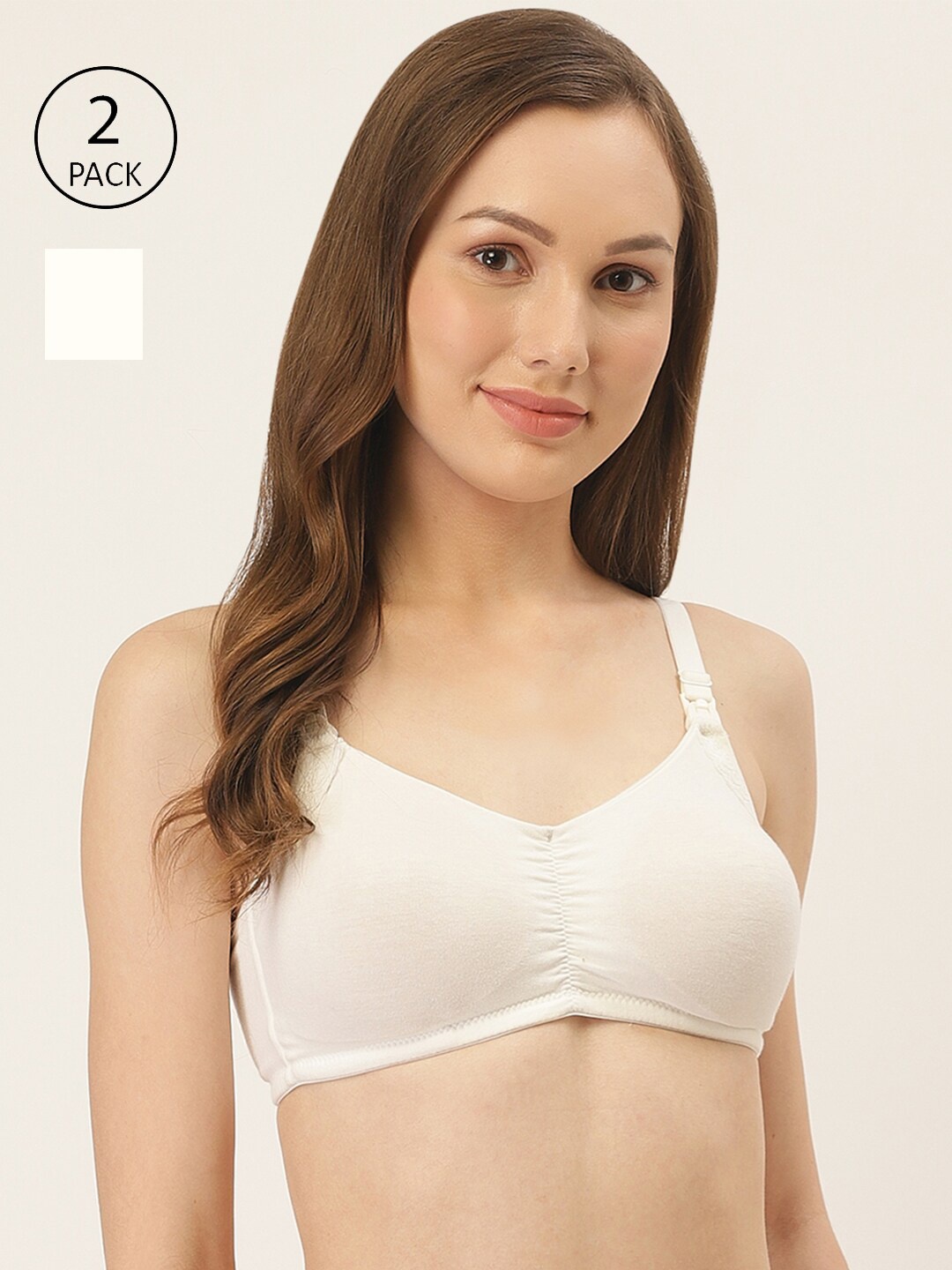 

Inner Sense White Solid Non-Wired Lightly Padded Maternity Bra