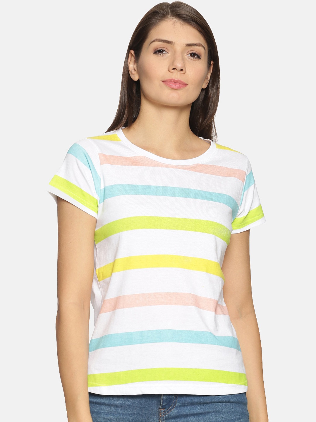 

Kryptic Women White Printed Round Neck T-shirt