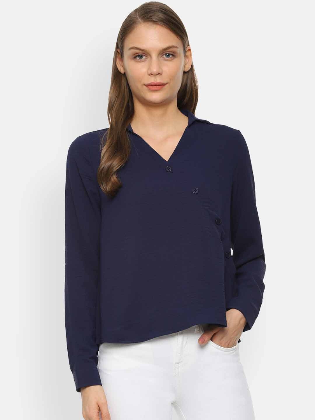 

Van Heusen Woman Navy Blue Solid Top