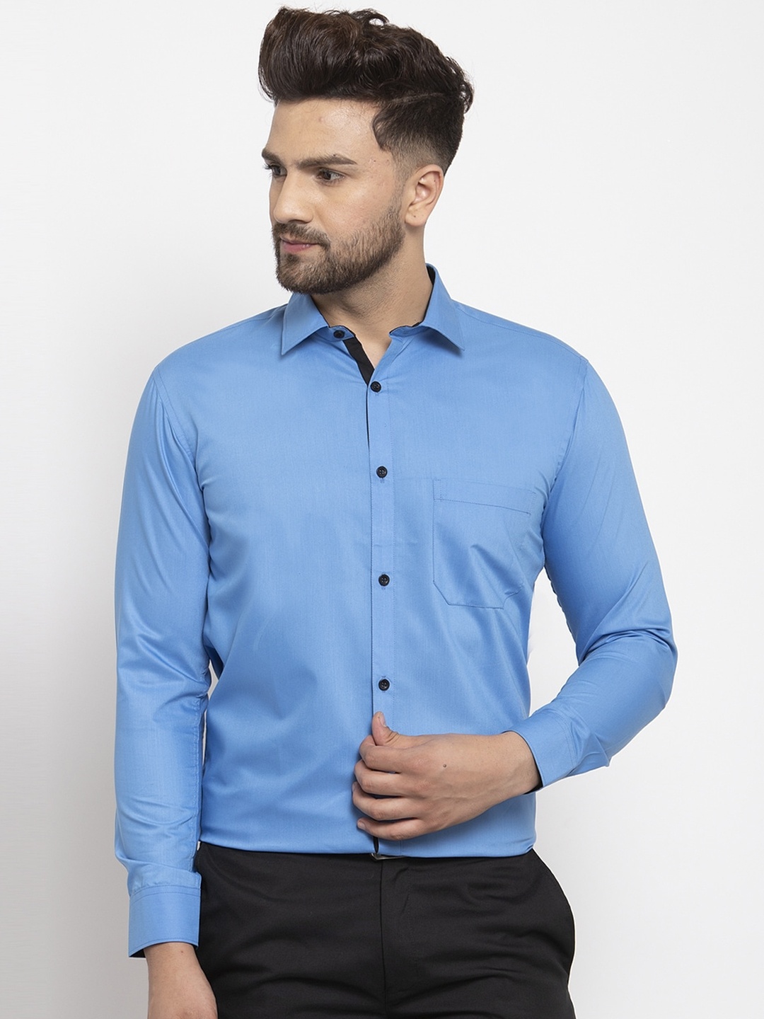 

JAINISH Men Blue Smart Regular Fit Solid Formal Shirt