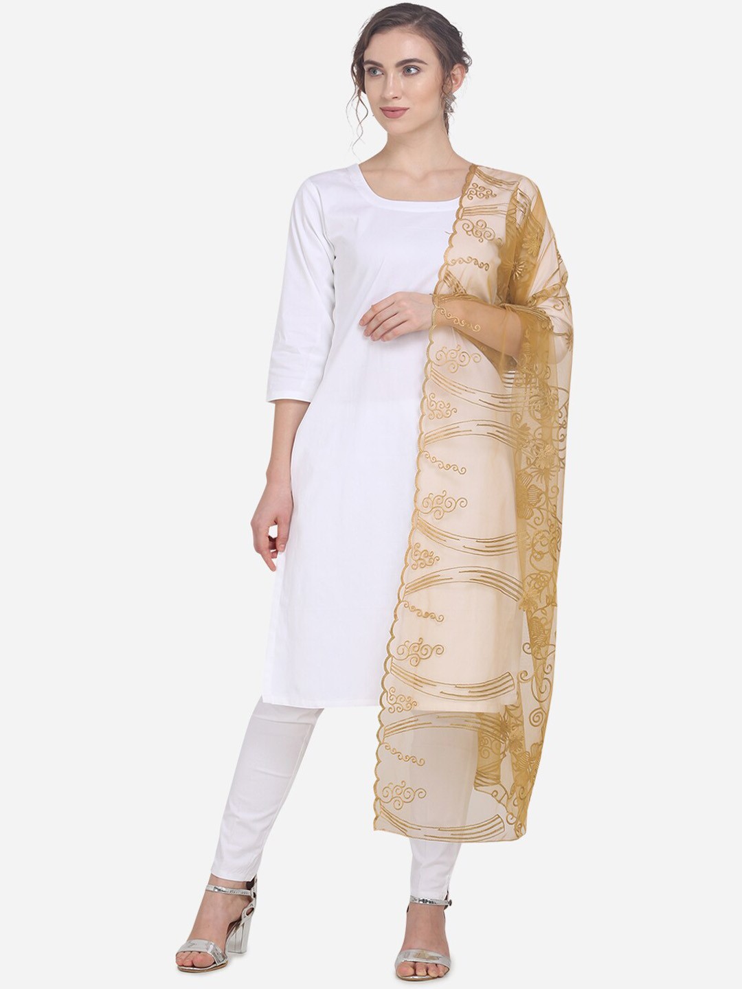 

mf Beige Embroidered Dupatta