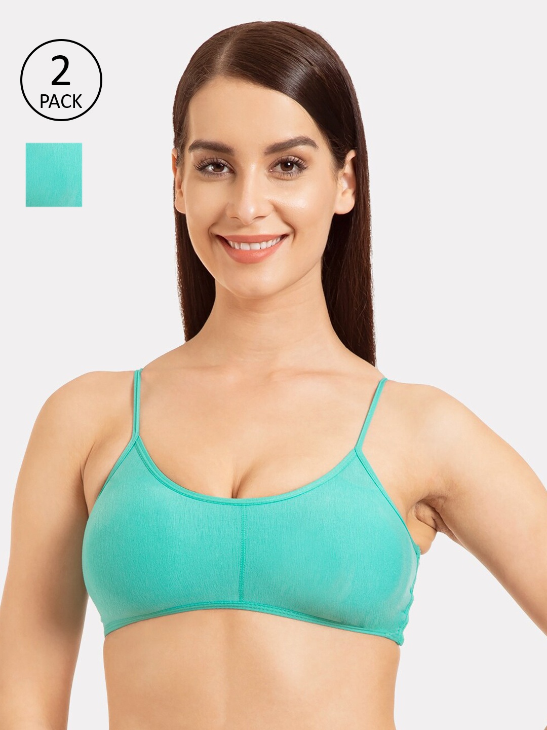 Tweens Pack Of 2 Sea Green Solid Non-Wired Lightly Padded Everyday Bra