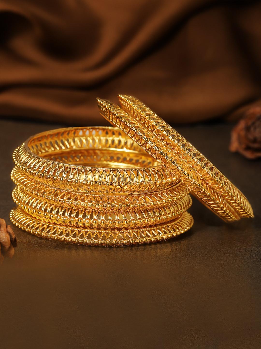 

Rubans Set Of 6 22K Gold-Plated Handcrafted Bangles
