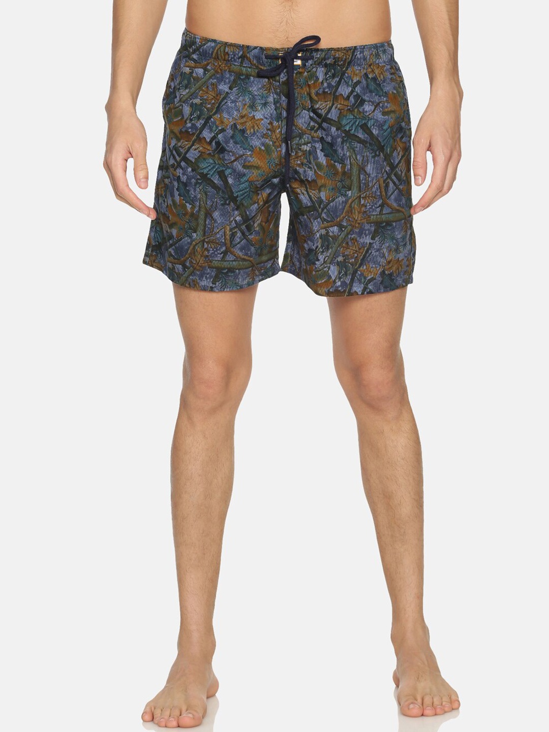 Bene Kleed Men BLue & Brown Printed Anti-Bacterial Pure Cotton Boxers