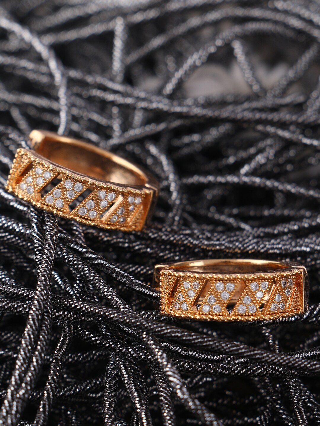 

ANIKAS CREATION Gold-Plated Circular Hoop Earrings