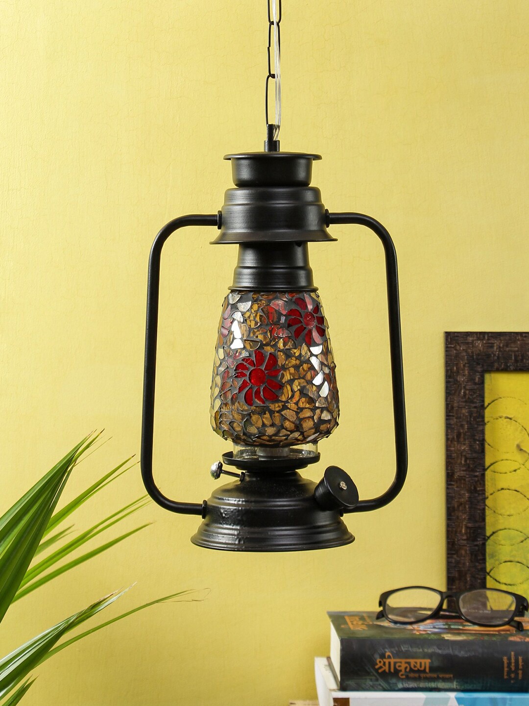 

Devansh Black Solid Mosaic Glass Hanging Lantern