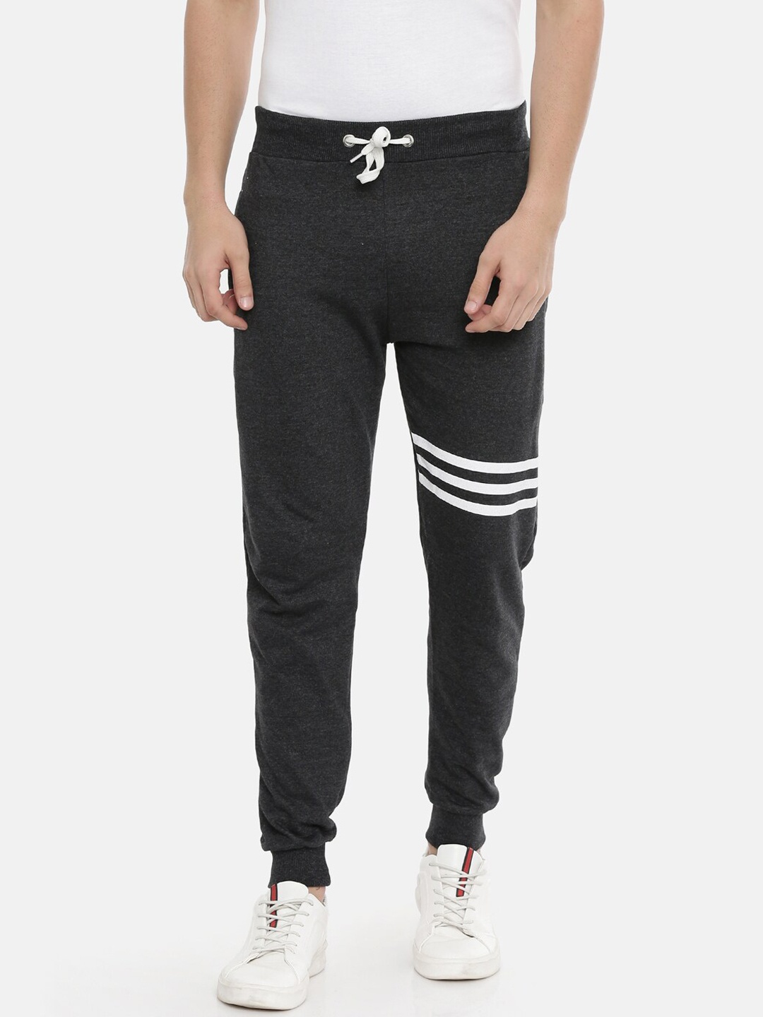 Bushirt Men Charcoal Grey Solid Slim-Fit Joggers