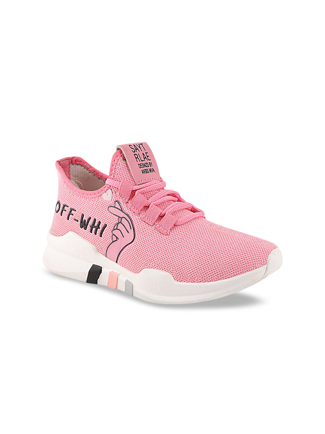 

Shoetopia Women Pink Woven Design Mesh Mid-Top Sneakers