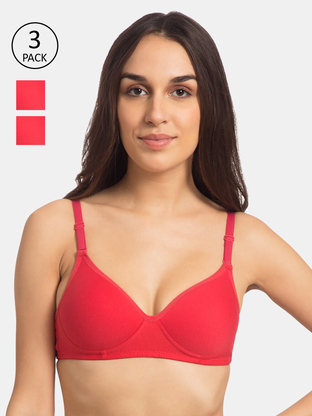 

Tweens Pack Of 3 Solid Non-Wired Lightly Padded Everyday Bra TW-1100-3PC-CRL-30B, Coral