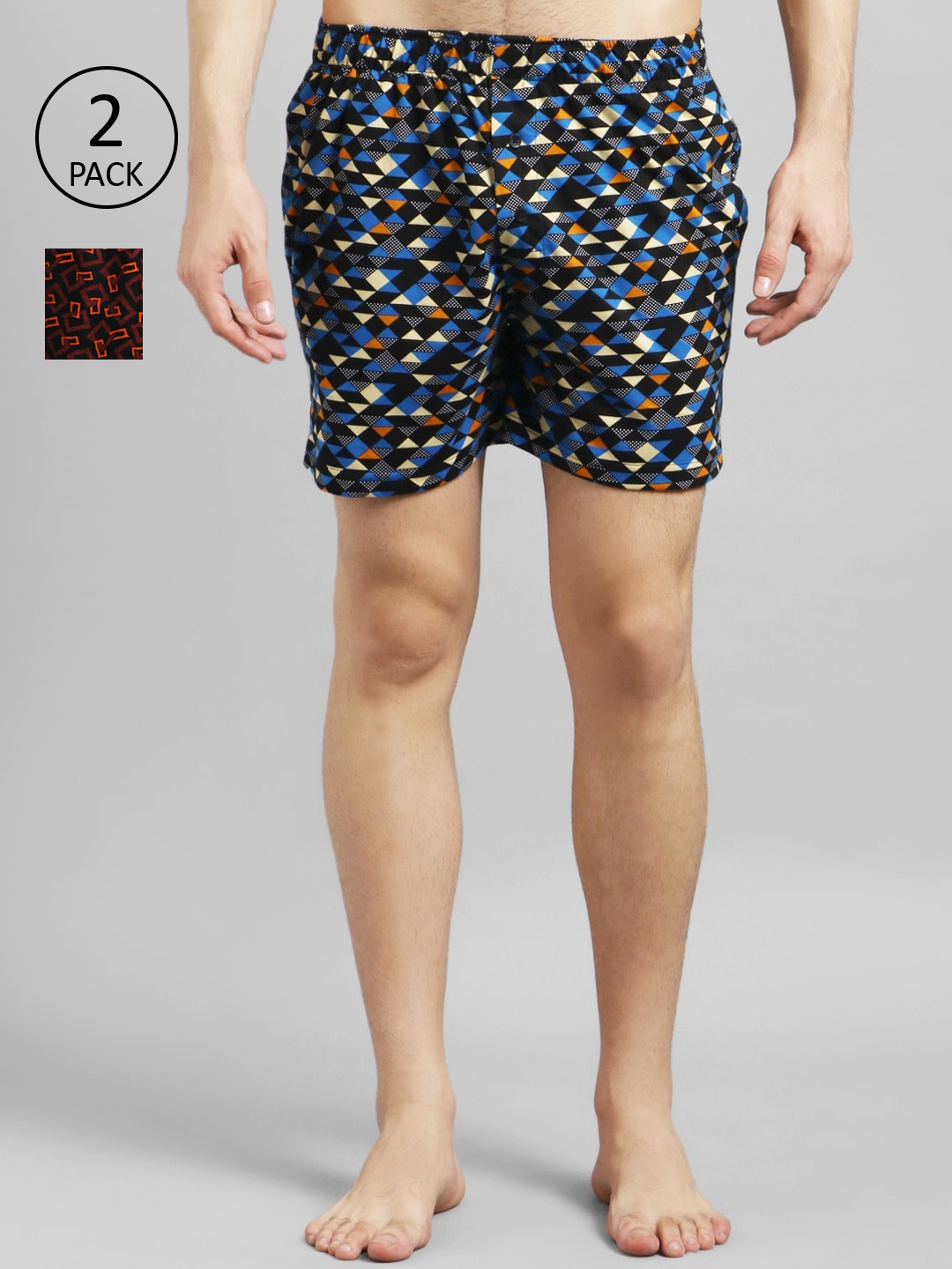 

Kotty Men Pack Of 2 Printed Boxers KTT2PCMENSBOXERSET38S, Black