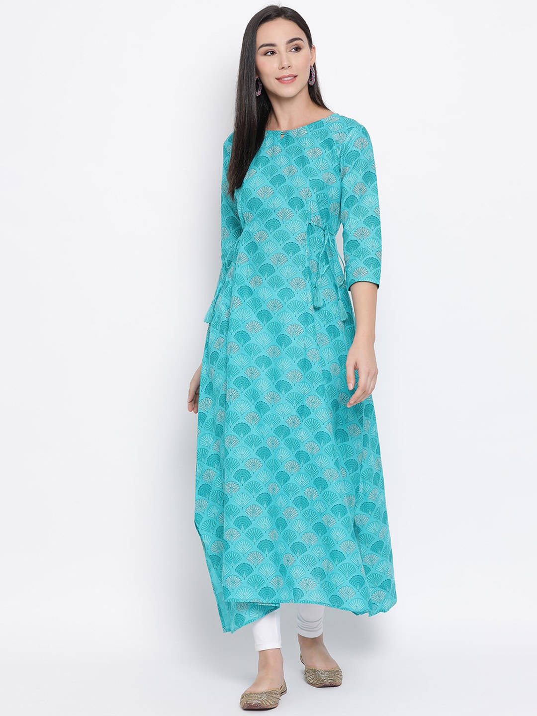 

Span Women Sea Green Printed A-Line Kurta