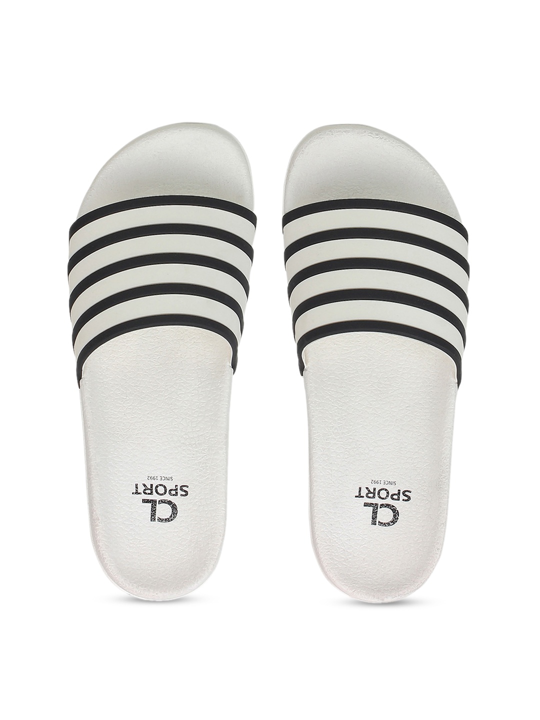 

Carlton London sports Women White & Black Striped Sliders