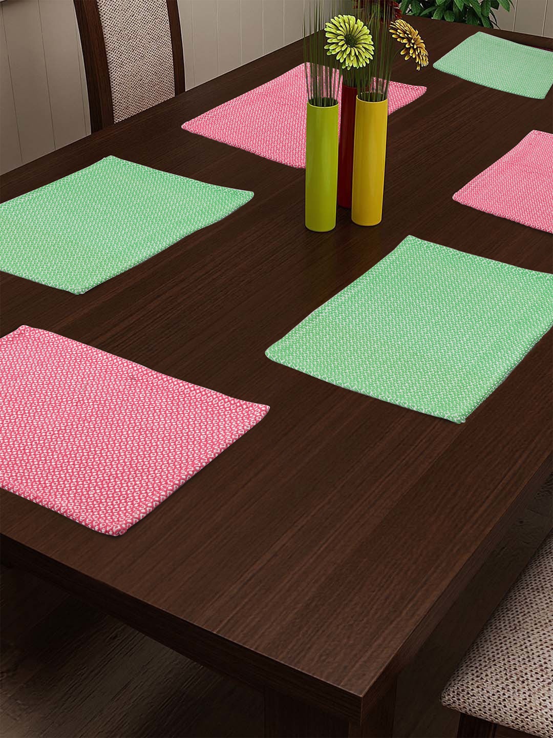 

KLOTTHE Unisex Set Of 6 Multicoloured Solid Table Mats, Multi
