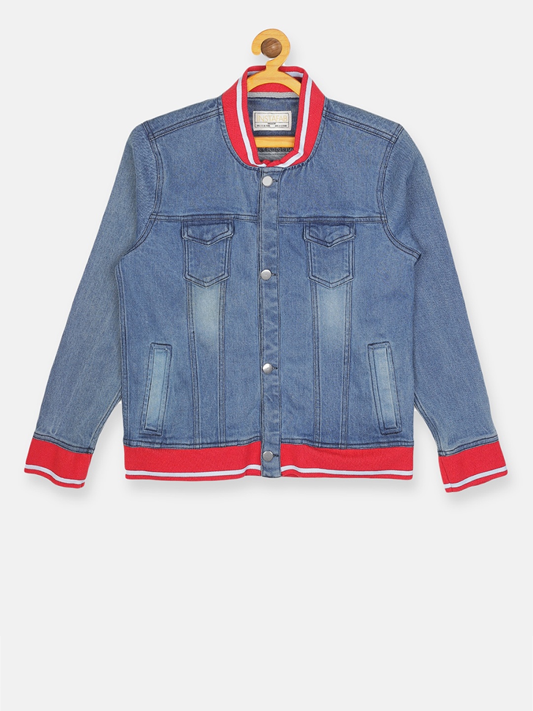 

Instafab Girls Blue Solid Windcheater Denim Jacket