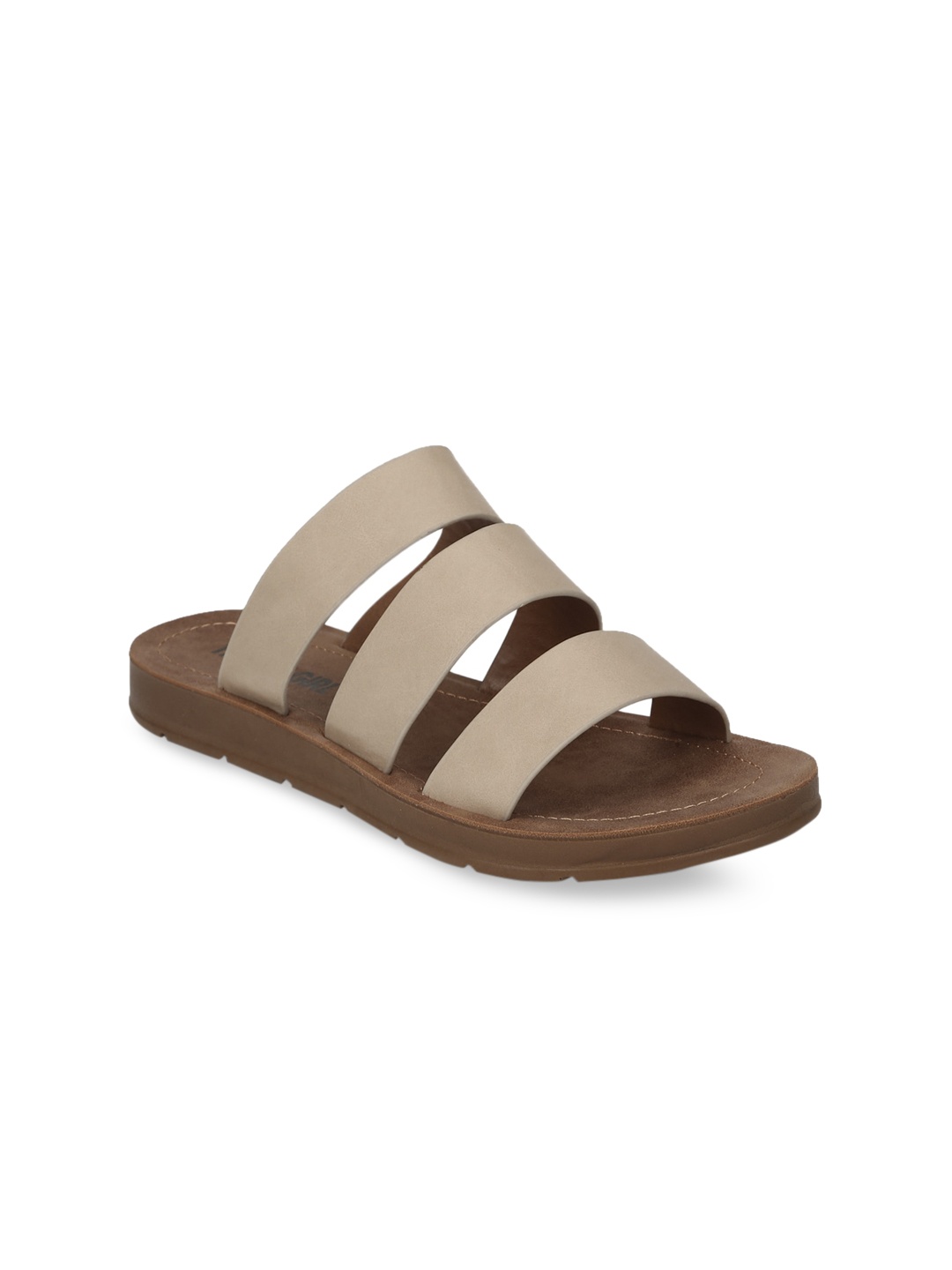

Truffle Collection Women Nude-Coloured Solid PU Open Toe Flats