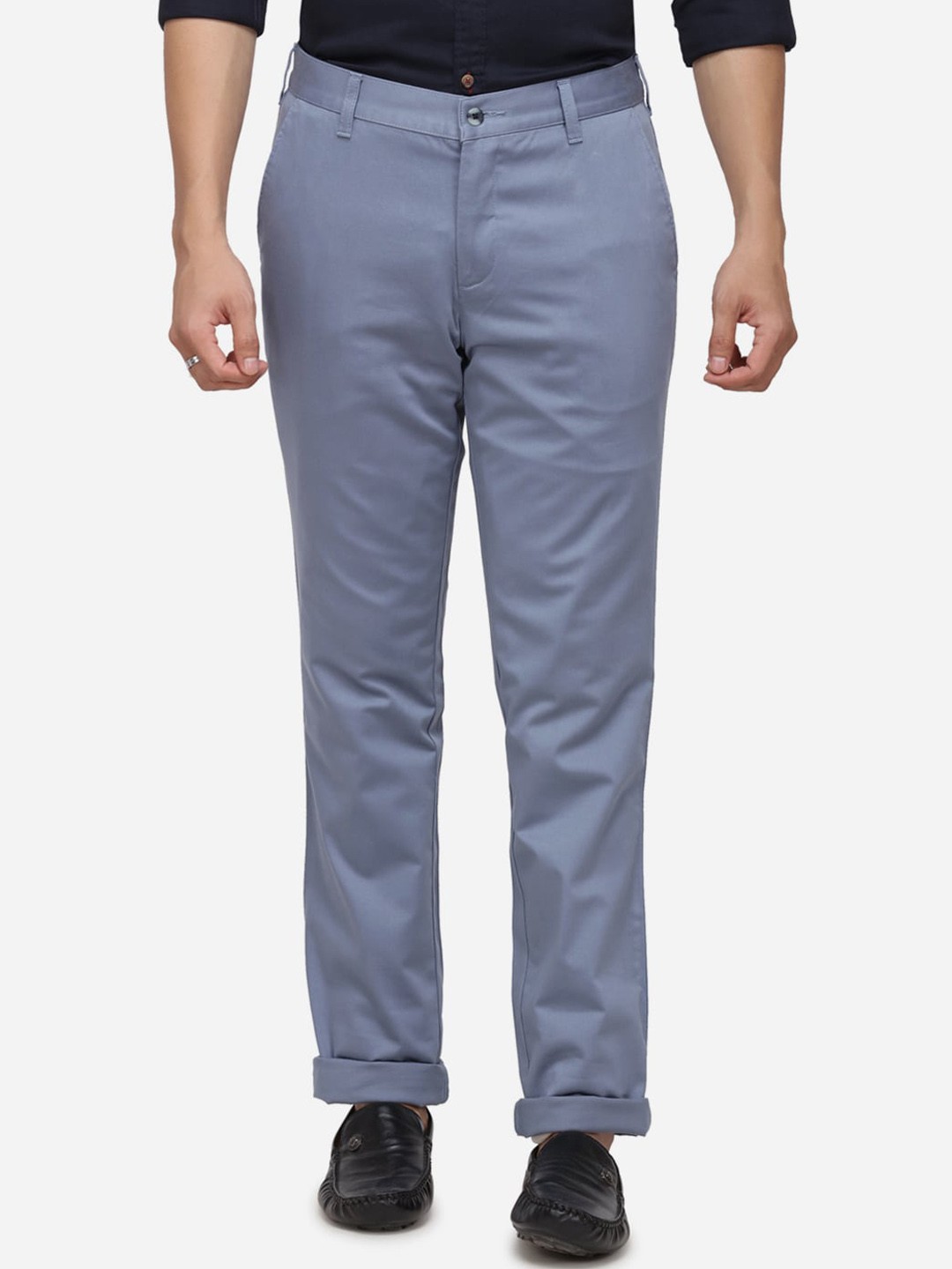 

Greenfibre Men Blue Smart Slim Fit Solid Regular Trousers