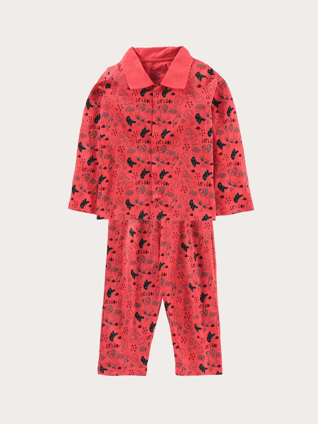 

KiddoPanti Boys Red & Black Printed Night Sit
