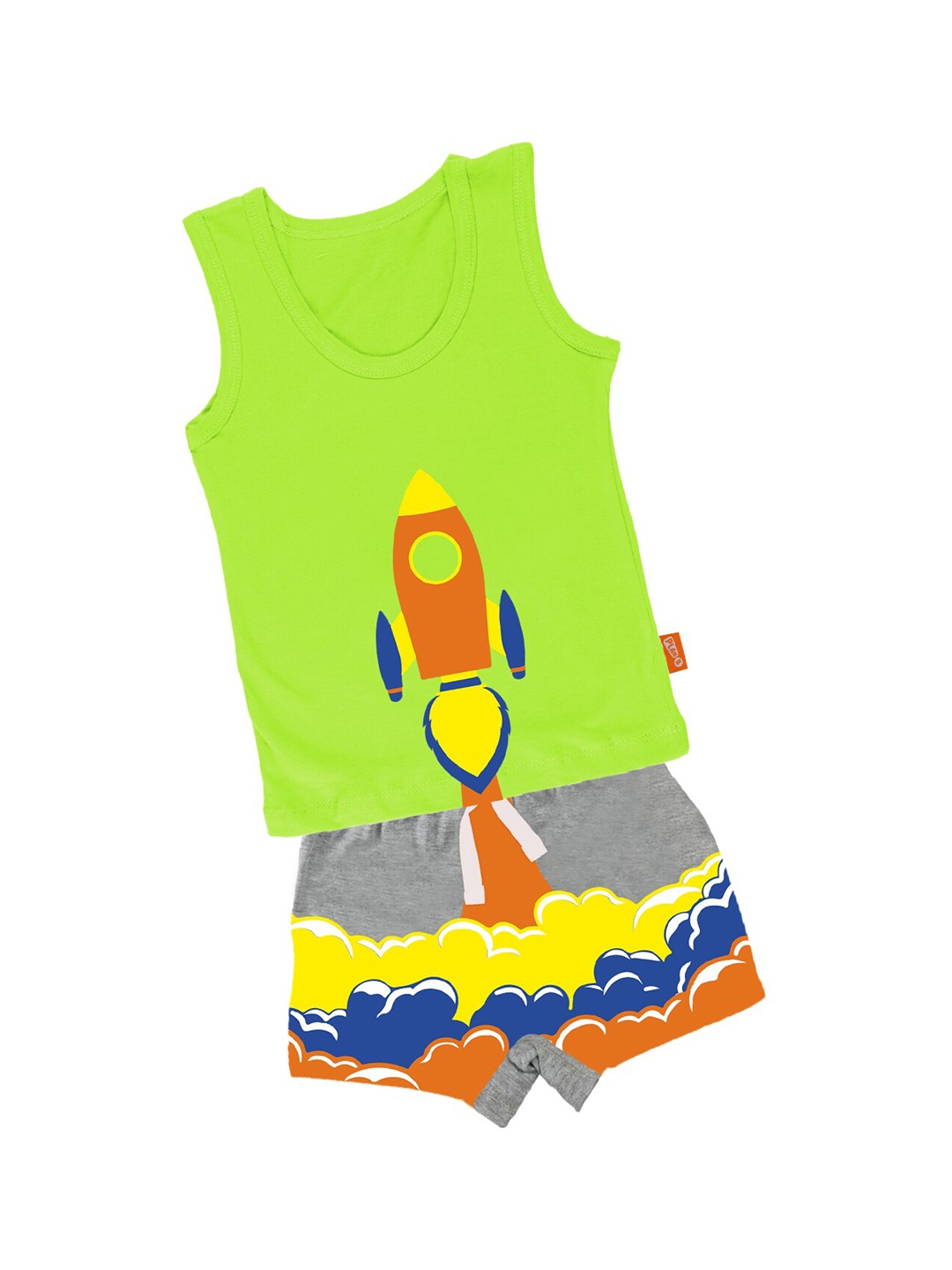 

Plan B Boys Lime Green & Grey Printed T-shirt with Shorts