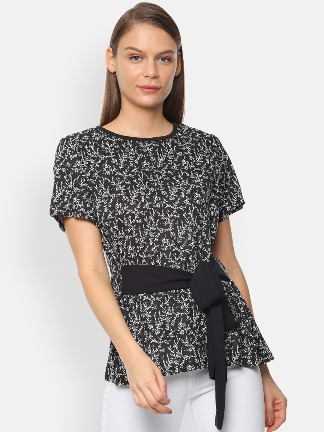 

Van Heusen Woman Women Black Printed Pure Cotton Top