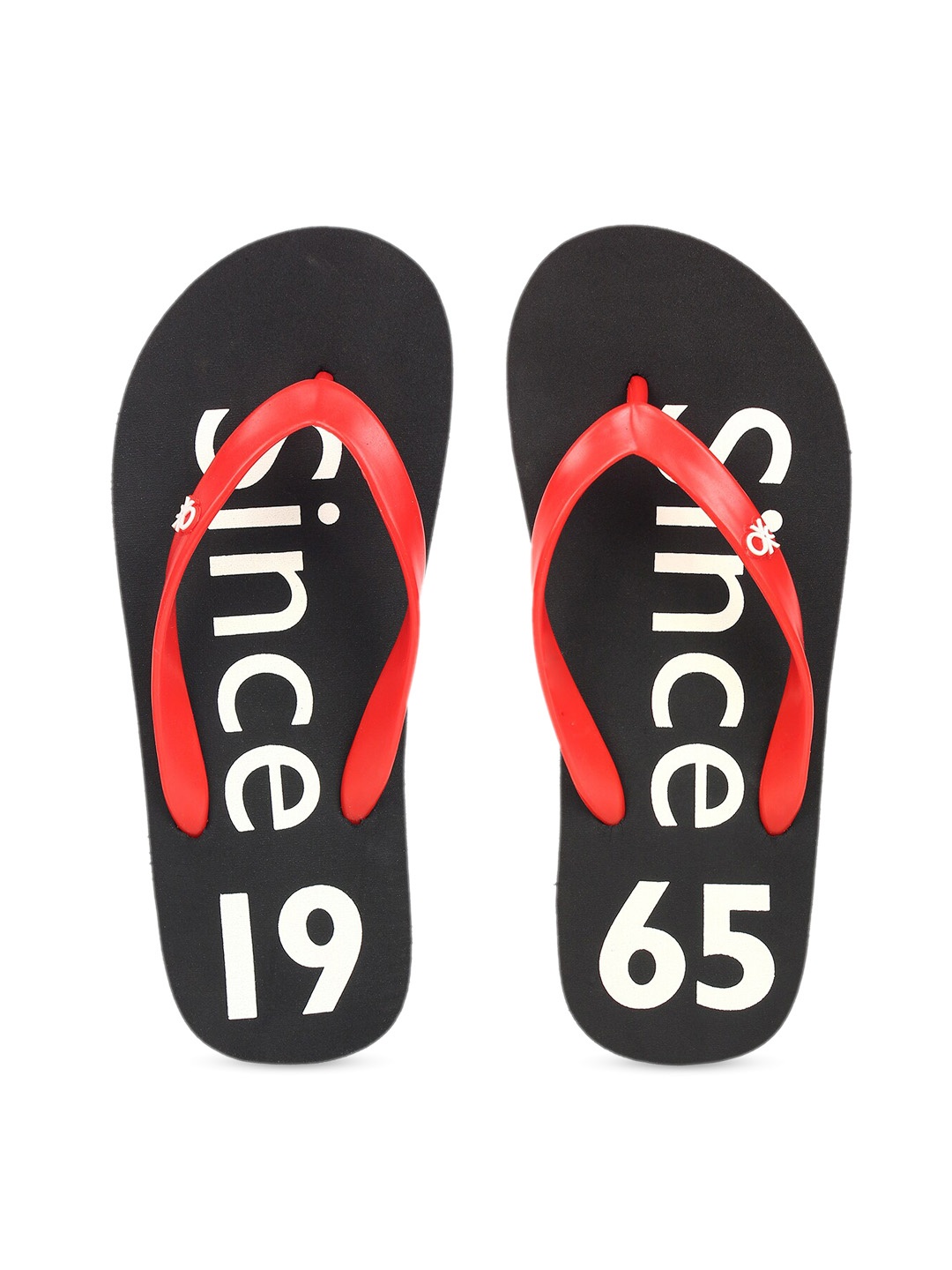 

United Colors of Benetton Men Black & Red Printed Thong Flip-Flops