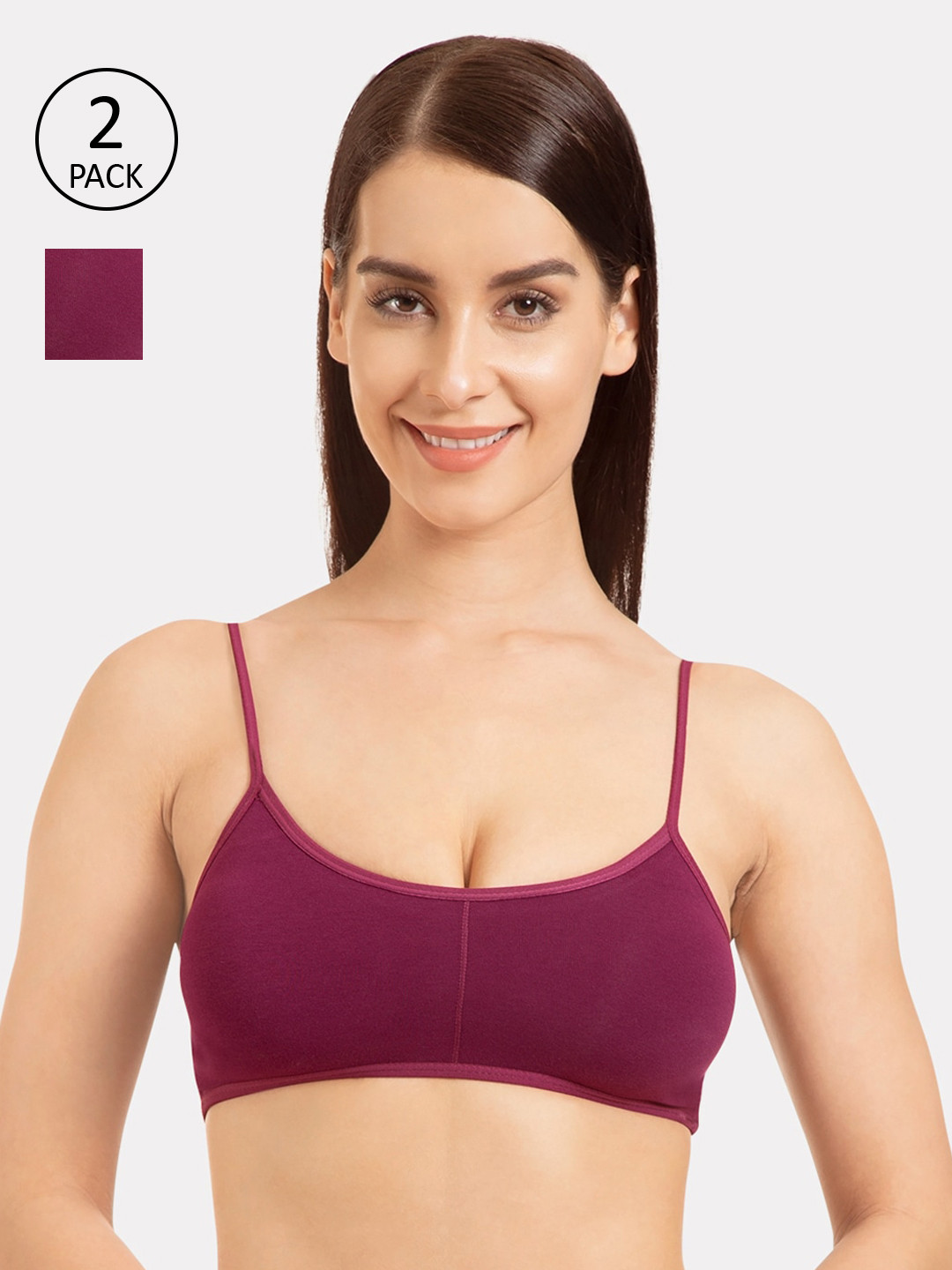 

Tweens Pack Of 2 Purple Solid Non-Wired Lightly Padded T-shirt Bras TW-9280-2PC-MG