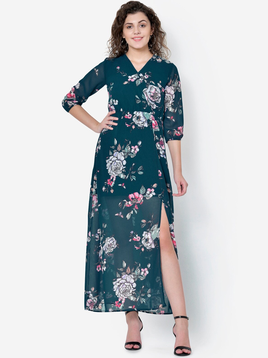 

Martini Women Blue Printed Maxi Dress