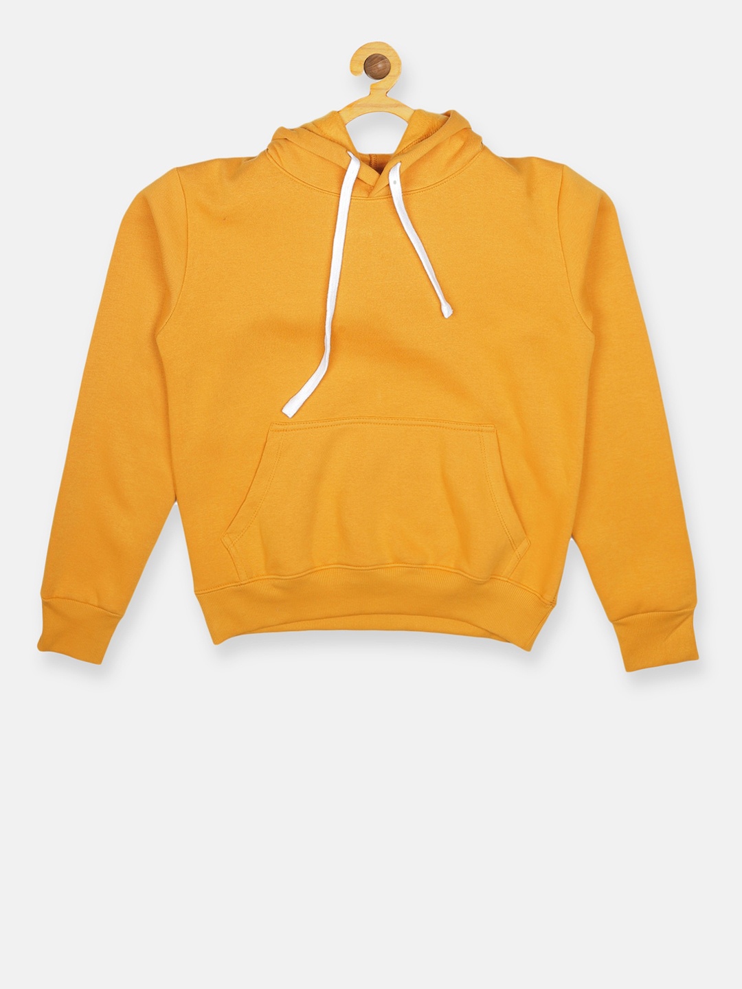 

Instafab Girls Mustard Yellow Solid Hooded Sweatshirt