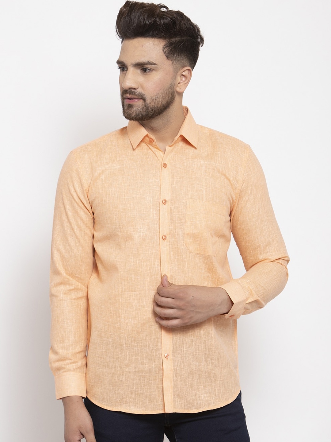 

JAINISH Men Orange Smart Regular Fit Solid Casual Shirt