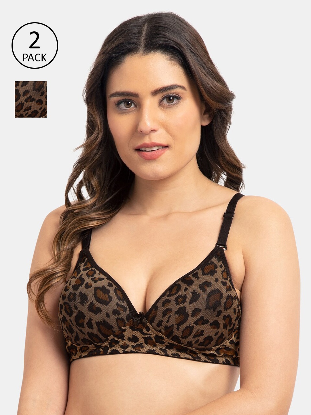 

Tweens Pack Of 2 Printed Non-Wired Heavily Padded Everyday Bra TW-2PC-1503-TP, Black