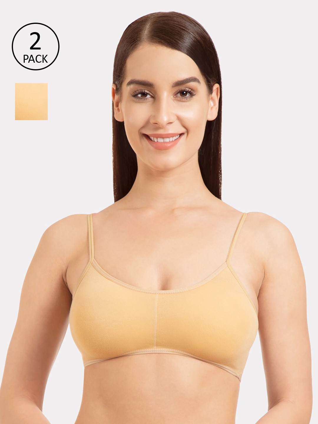 

Tweens Pack Of 2 Beige Solid Non-Wired Lightly Padded Everyday Bras TW-9280-2PC-SK