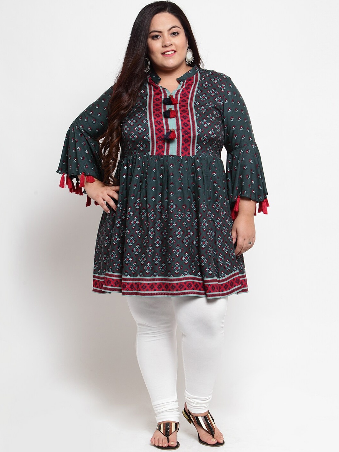 

plusS Green Printed Tunic