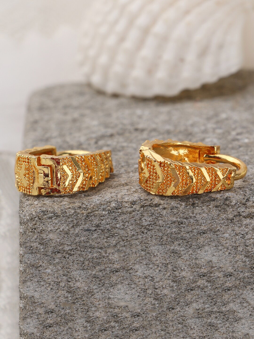 ANIKAS CREATION Gold-Plated Circular Hoop Earrings