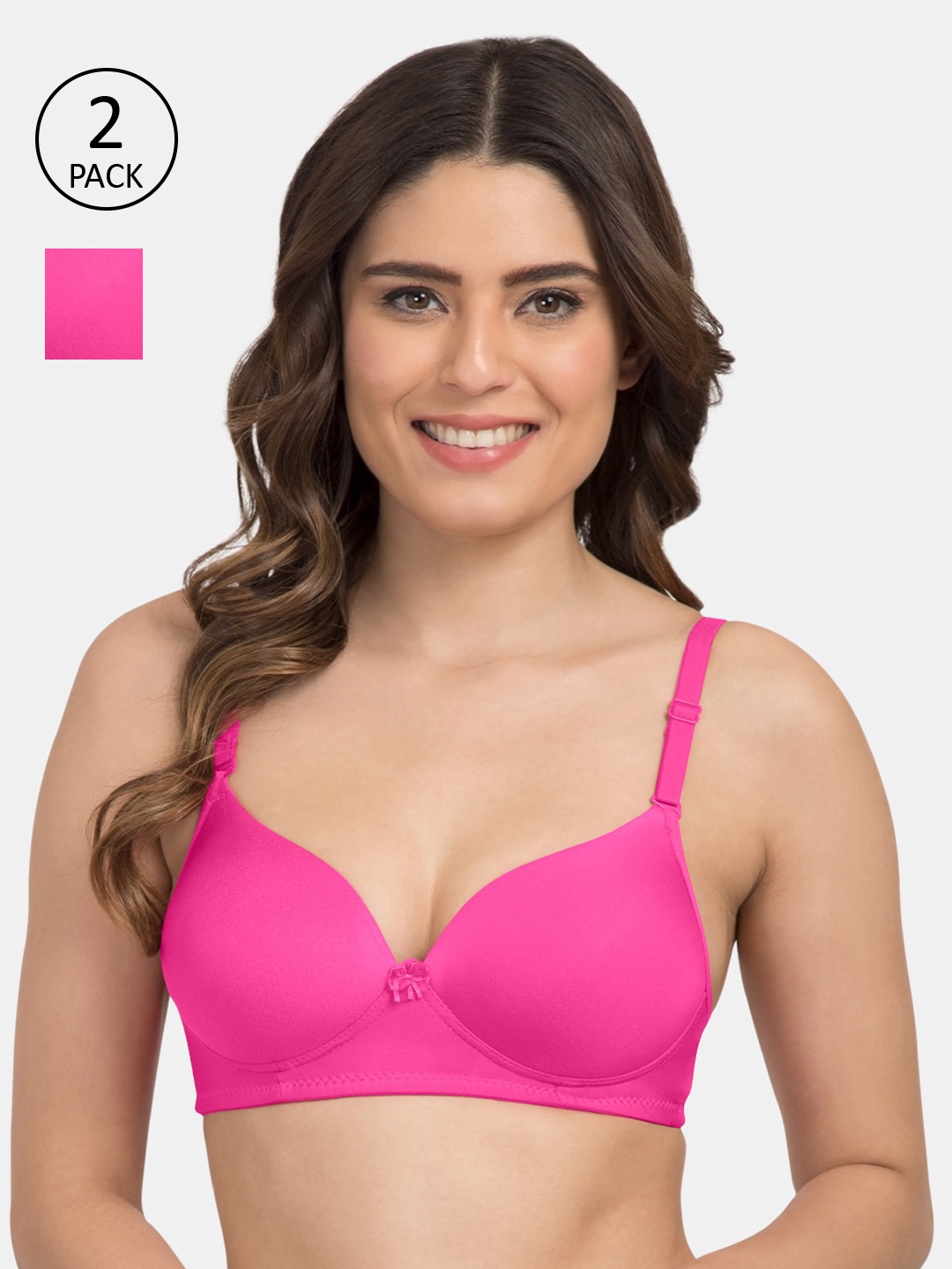 

Tweens Pink Pack of 2 Solid Non-Wired Lightly Padded T-shirt Bra TW-9199-2PC-HPK-30B