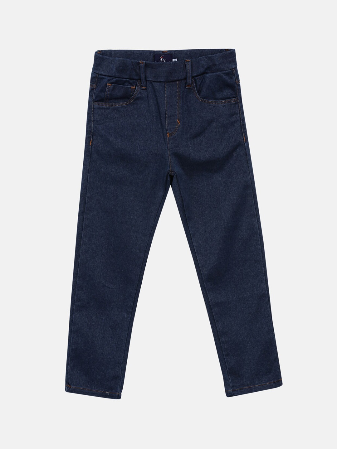 

KiddoPanti Girls Blue Solid Stretch Denim Jeggings